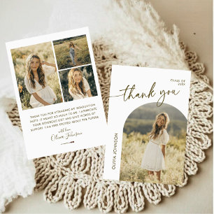 Modern Boho 4 Photo Collage Graduation Thank You  Invitation