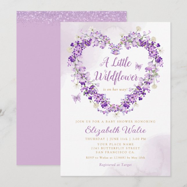 Modern Boho A Little Wildflower Girl Baby Shower  Invitation (Front/Back)