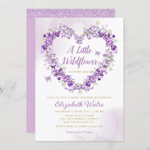 Modern Boho A Little Wildflower Girl Baby Shower  Invitation