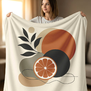 Modern Boho Abstract Art Orange and Terracotta Min Fleece Blanket