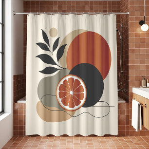 Modern Boho Abstract Art Orange and Terracotta Min Shower Curtain