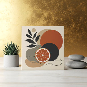 Modern Boho Abstract Art Orange and Terracotta Min Tile