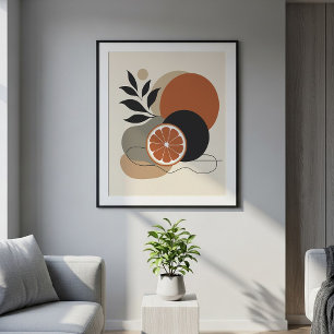 Modern Boho Abstract Art Orange and Terracotta Poster