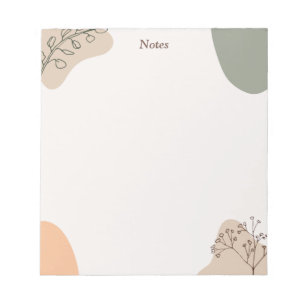Modern Boho Abstract Botanical Line Art Pastel  Notepad