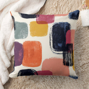 Modern Boho Abstract Brushstroke -Bold Retro Colou Cushion