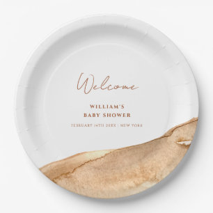 Modern Boho Abstract Desert Baby Shower Welcome Paper Plate