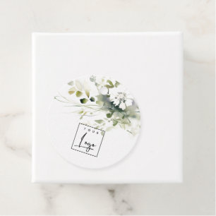 Modern Boho Abstract Green White Floral Logo Favour Tags