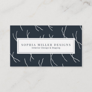 Modern Boho Abstract Lines Designer Deep Charcoal Business Card