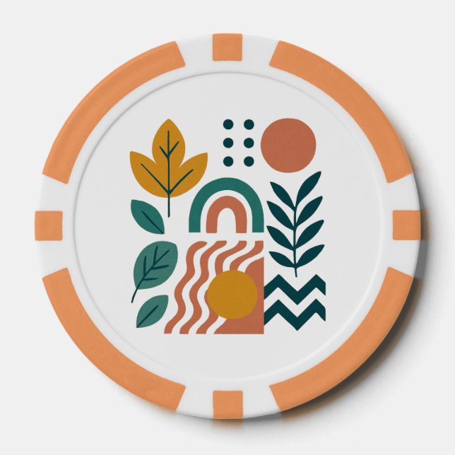 Modern Boho Abstract Nature Wall Art Poker Chips (Front)