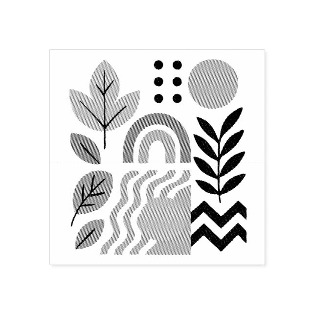 Modern Boho Abstract Nature Wall Art Rubber Stamp (Imprint)
