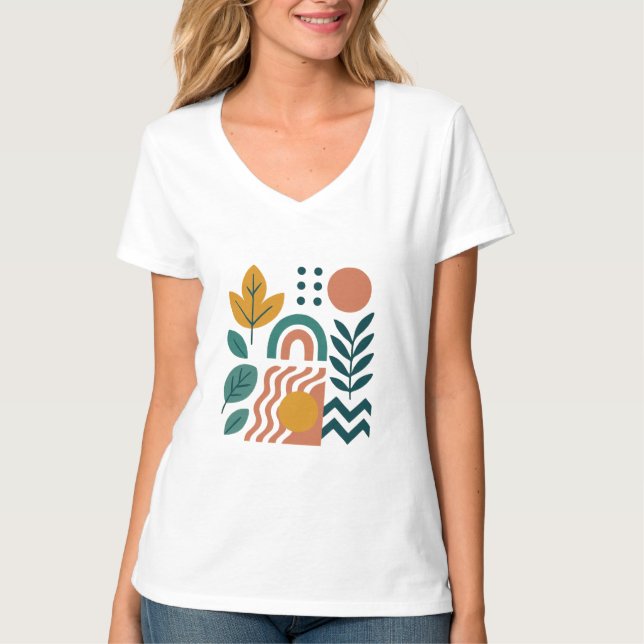 Modern Boho Abstract Nature Wall Art T-Shirt (Front)