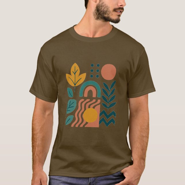 Modern Boho Abstract Nature Wall Art T-Shirt (Front)