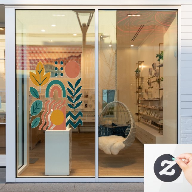 Modern Boho Abstract Nature Wall Art Window Cling (Store Window)