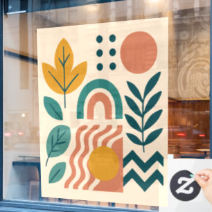 Modern Boho Abstract Nature Wall Art Window Cling