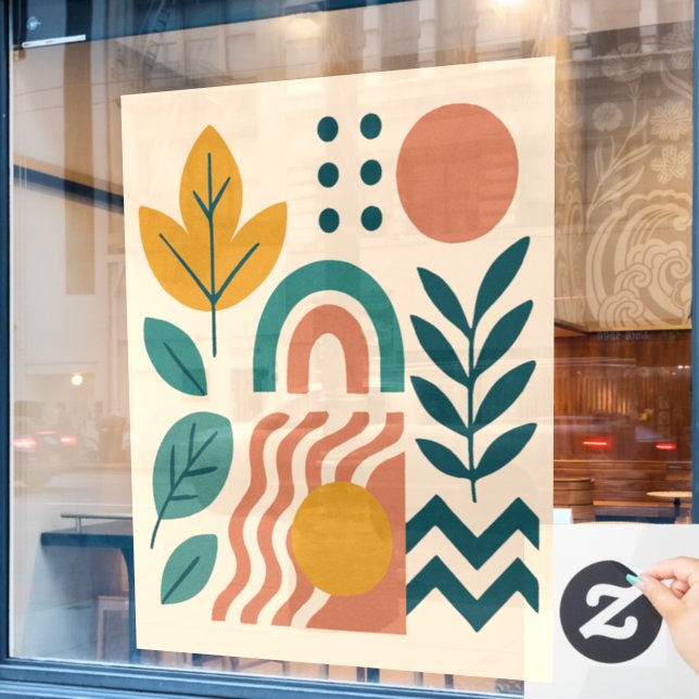 Modern Boho Abstract Nature Wall Art Window Cling (Cafe Window)