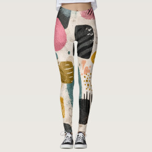 Modern Boho Abstract Pattern Textured Colourful Leggings