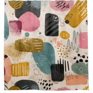 Modern Boho Abstract Pattern   Textured Colourful Shower Curtain