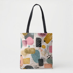 Modern Boho Abstract Pattern Textured Colourful Tote Bag