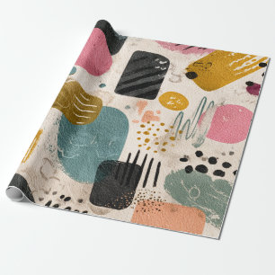 Modern Boho Abstract Pattern Textured Colourful Wrapping Paper