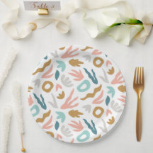 Modern Boho Abstract Shapes Pattern in Teal, Terra