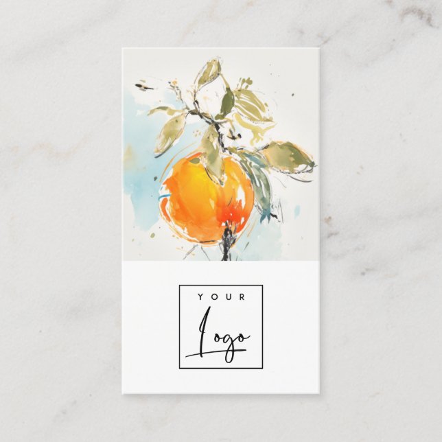 Modern Boho Abstract Sketchy Orange Garden Logo Business Card (Front)