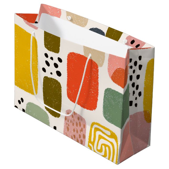 Modern Boho Abstract Watercolor Pattern | Colourfu Large Gift Bag (Front Angled)