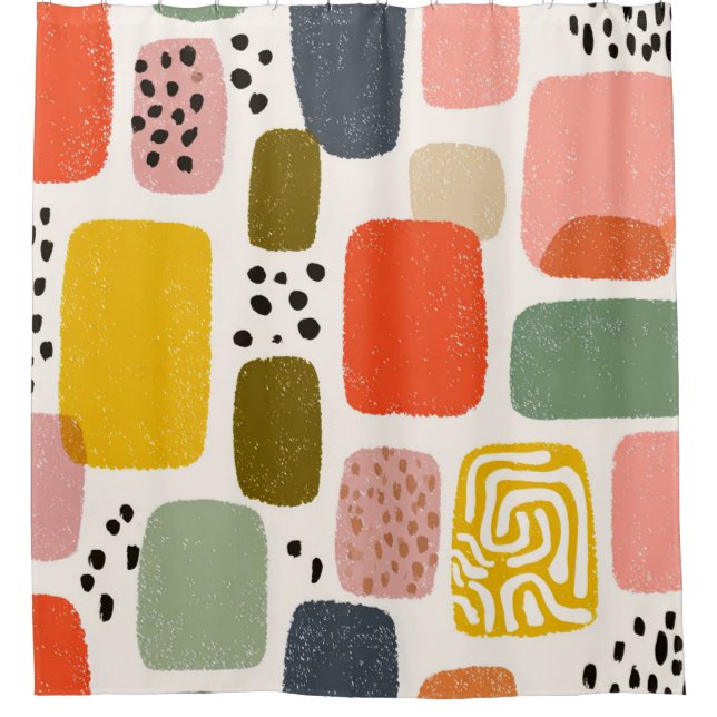 Modern Boho Abstract Watercolor Pattern | Colourfu Shower Curtain (Front)