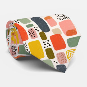 Modern Boho Abstract Watercolor Pattern Colourfu Tie