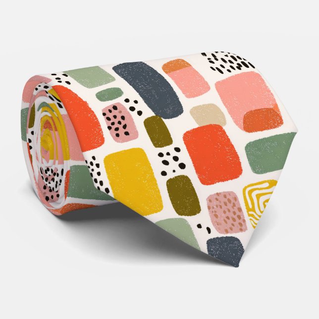 Modern Boho Abstract Watercolor Pattern | Colourfu Tie (Rolled)