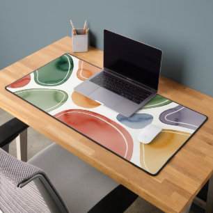 Modern Boho Abstract Watercolor Pebbles Desk Mat