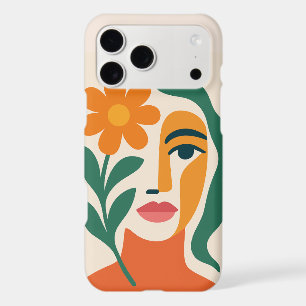 Modern Boho Abstract Woman Portrait Floral Illustr