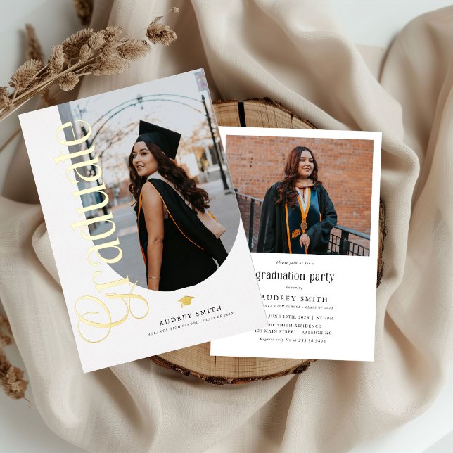 Modern Boho Arch 2 Photos Graduation (Modern Photo graduation invitation)