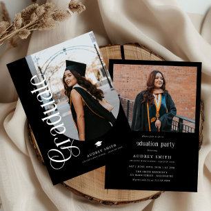 Modern Boho Arch 2 Photos Graduation Invitation