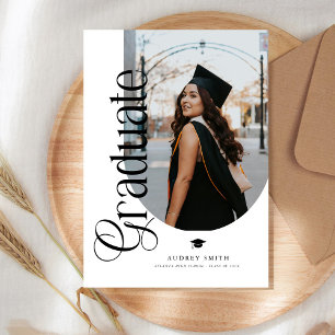 Modern Boho Arch 2 Photos Graduation Invitation