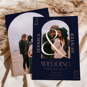 Modern boho arch 2 photos wedding navy blue
