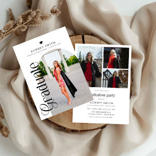Modern Boho Arch 4 Photos Graduation Invitation