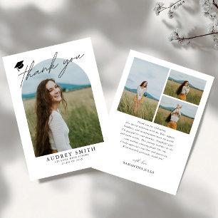 Modern Boho Arch 4 Photos Graduation Thank You Card