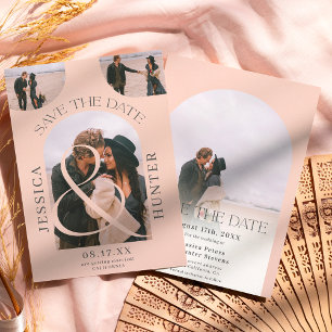 Modern boho arch 4 photos wedding blush pink  save the date