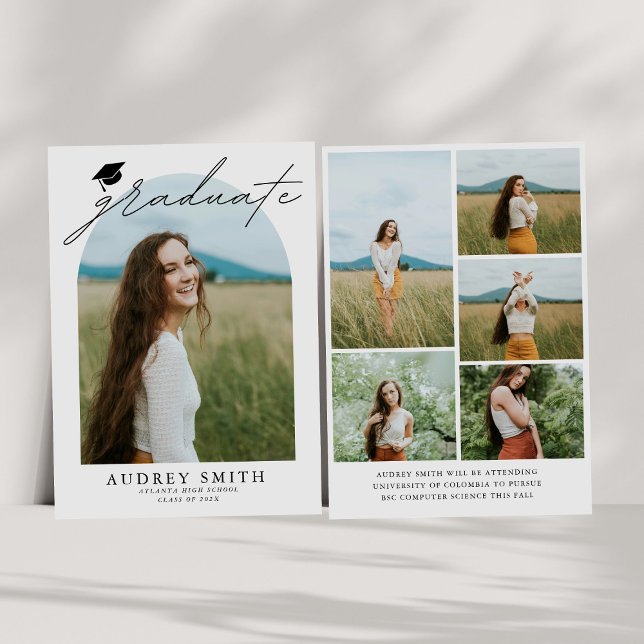Modern Boho Arch 6 Photos Graduation Announcement (Creator Uploaded)