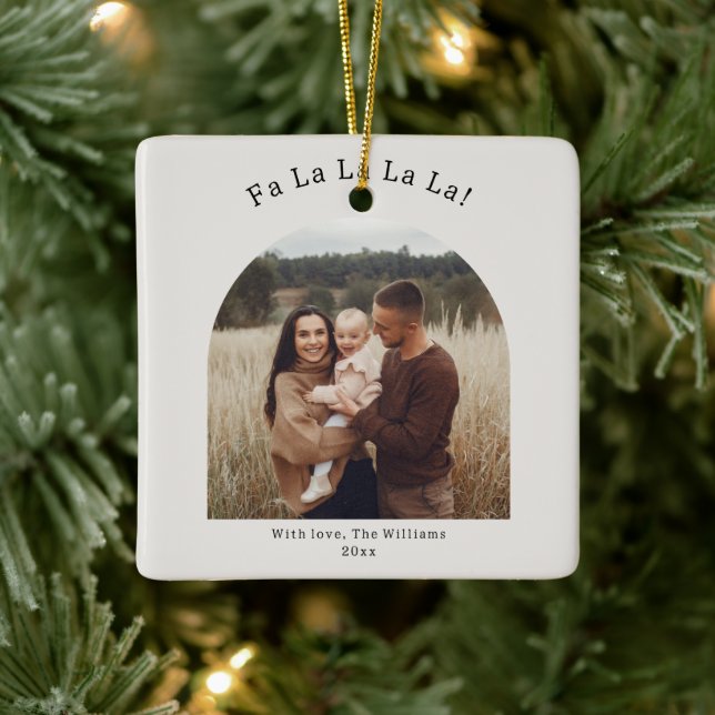 Modern Boho Arch Beige Fa La La La La Ceramic Ornament (Tree)