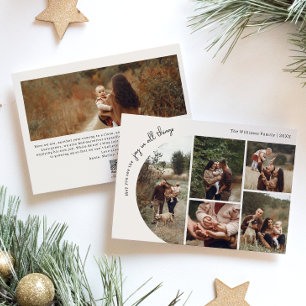 Modern Boho Arch Beige Joy In All Things Six Photo Holiday Card