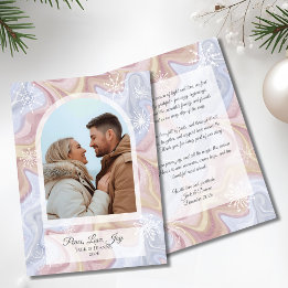 Modern Boho Arch Blue Holiday Greeting Card 