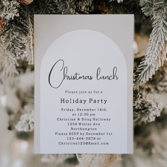 Modern Boho Arch Christmas Lunch Invitation (Creator Uploaded)