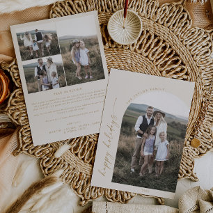 Modern Boho Arch   Cream Family Photo Holiday Card