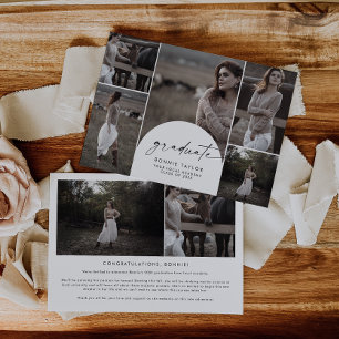 Modern Boho Arch Graduate Multi Photo Graduation Announcement
