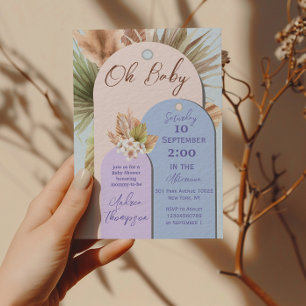 Modern Boho Arch Lavender Floral Baby Shower Invitation