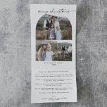 Modern Boho Arch Merry Christmas Photo Collage Tri-Fold Holiday Card<br><div class="desc">This modern boho arch merry Christmas photo collage tri-fold holiday card is the perfect simple year in review holiday greeting. The bohemian black and white design features unique industrial lettering typography with minimalist vintage style. Customise your trifold holiday card with 3 photos, a family newsletter, your names and the year....</div>