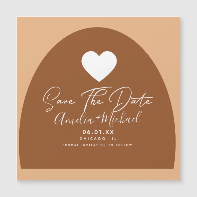 Modern Boho Arch Organic Shape Heart Save the Date (Front)