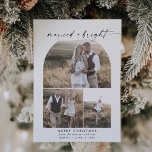 Modern Boho Arch Photo Collage Newlywed Christmas Holiday Card<br><div class="desc">This modern boho arch photo collage newlywed christmas holiday card is the perfect simple holiday greeting for a recently married couple. The bohemian black and white design features unique industrial lettering typography with minimalist vintage style. Personalise the front of the card with 3 photos,  your names and the year.</div>
