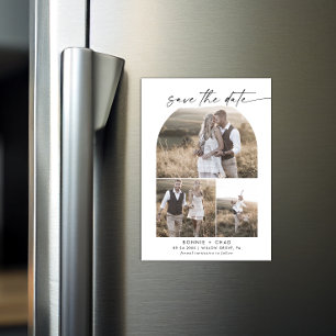Modern Boho Arch Photo Collage Save the Date Magnetic Invitation